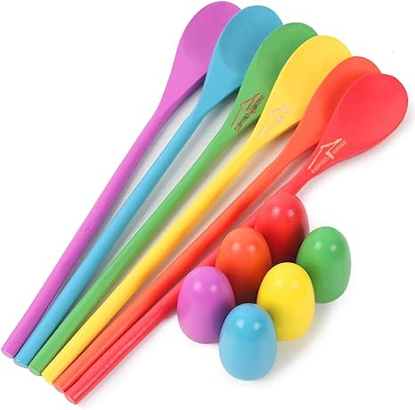 LovesTown 12 Pcs Egg Spoon Race Game Sets, Wooden Balance Relay Games for Kids Easter Eggs Hunt O... | Amazon (US)