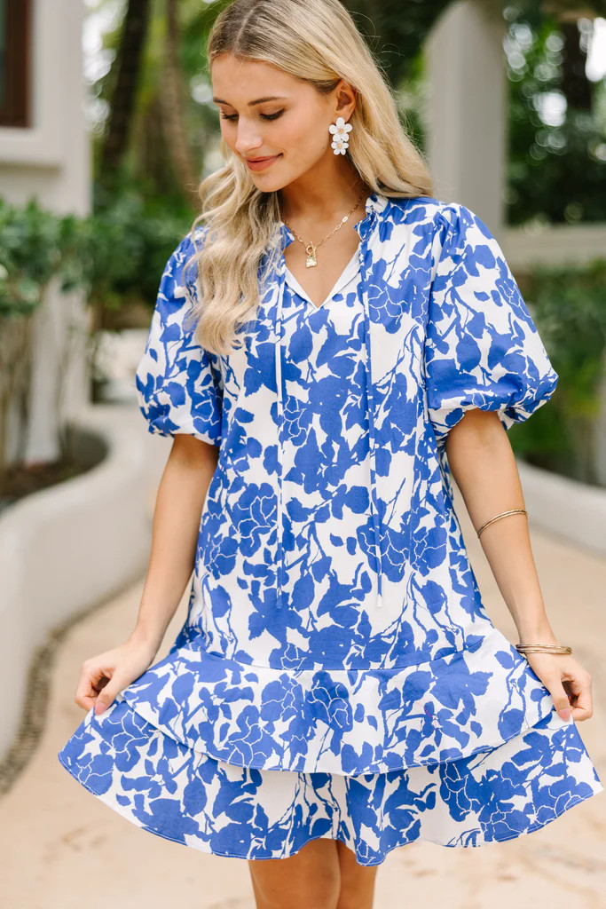 Get What You Love Blue Floral Dress | The Mint Julep Boutique