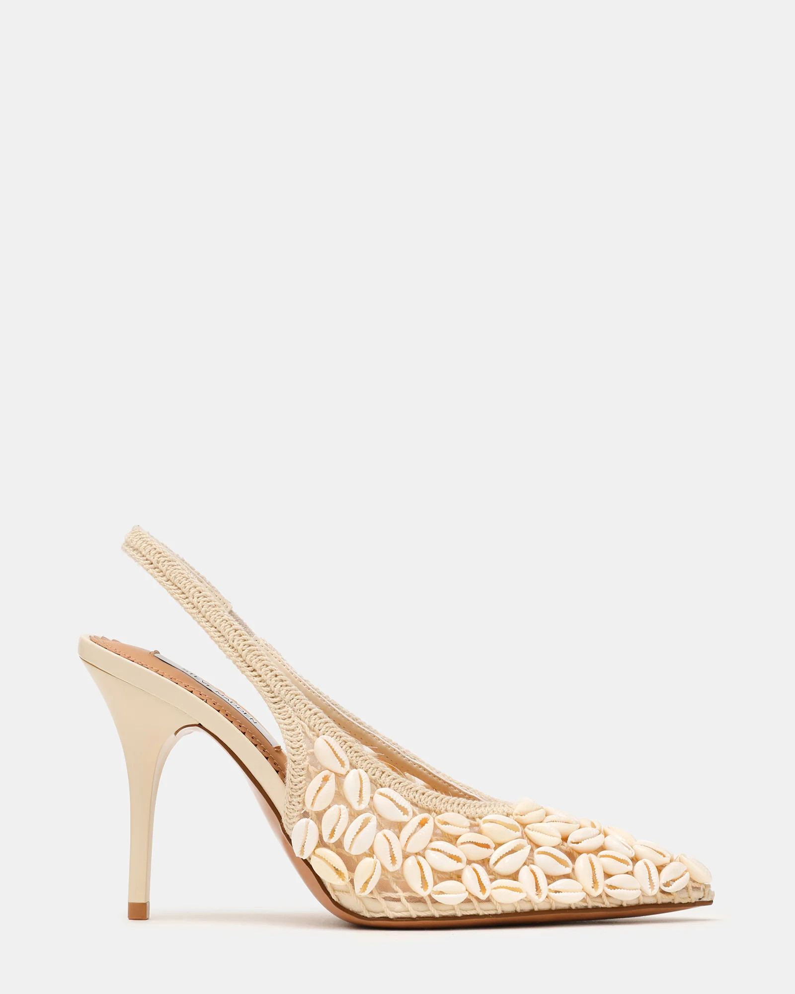 ANDROMEDA Shell Natural Slingback Pointed-Toe Stiletto Pump Women's Heel | Steve Madden (US)
