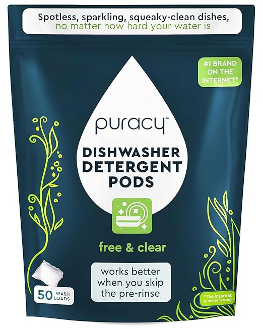 Puracy Dishwasher Pods, Natural Dishwasher Detergent, Free & Clear Dish tabs - Enzyme-Powered, Sp... | Amazon (US)