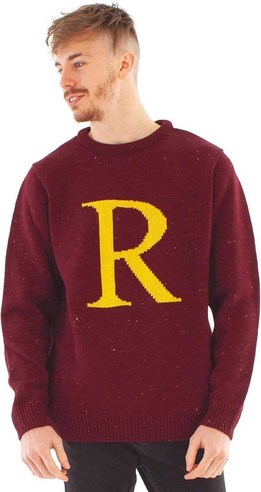 Harry Potter R for Ron Adults Christmas Jumper | Ron Weasley Letter R Xmas Knitted Sweatshirt | M... | Amazon (US)