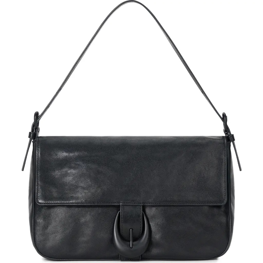 STAUD Medium Harlow Leather Shoulder Bag in Black at Nordstrom | Nordstrom