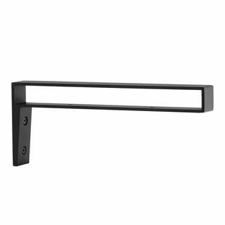 Home Decorators Collection 10 in. Matte Black Strap Bracket for Wood Shelving 14190 | The Home Depot
