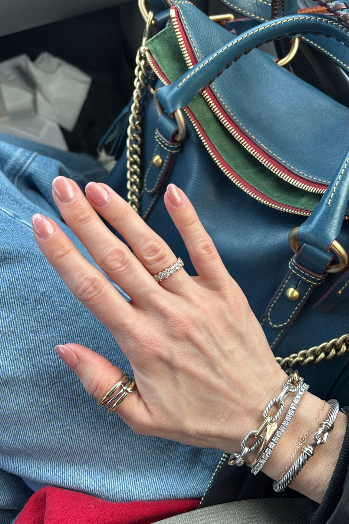 New nails! 1 coat Builder gel polish in  blush jelly + 1 coat gel polish in cookie swap