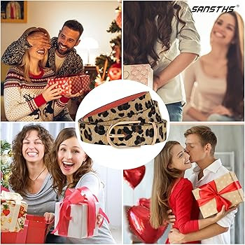 Womens Leopard Belt with Removable Gold Double Ring Buckle for Jeans by SANSTHS | Amazon (US)