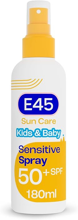 E45 Kids and Baby Sunscreen SPF50+ Spray for Face With Avocado Oil - UVA and UVB Protection- Dermatologically Tested and Fragrance-Free - Suitable For Dry, Sensitive and Eczema Prone Skin (180ml) | Kids and Baby | Amazon (UK)