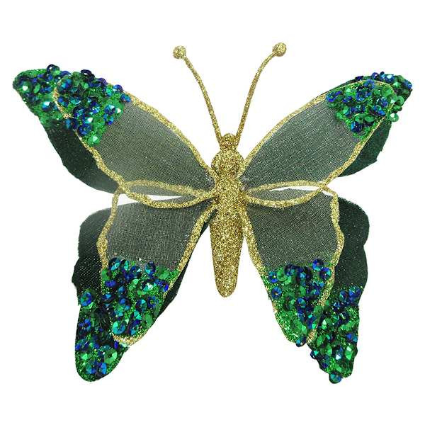 Green Fabric Butterfly Ornament, 7" | At Home