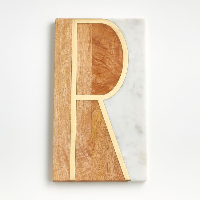 R"" Monogrammed Serving Board | Crate & Barrel