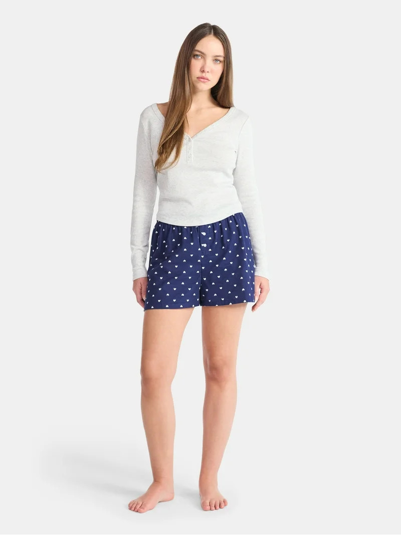 No Boundaries Sleepwear Cotton Boxer Shorts, 3'' Inseam, Women’s | Walmart (US)