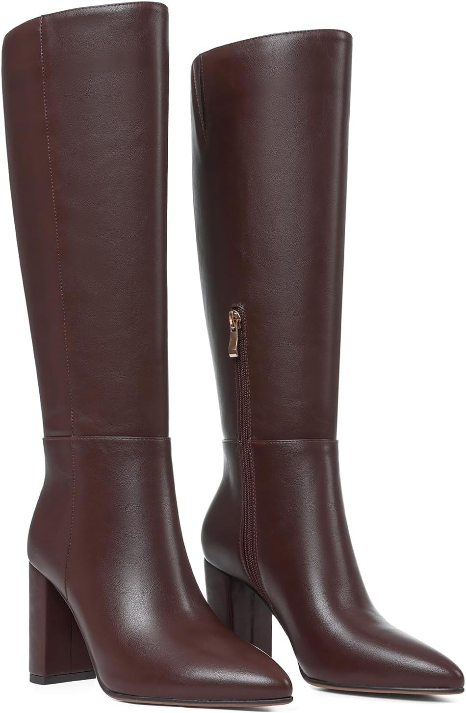Knee High Black Boots Women Pointed Toe Chunky Heel Boots | Amazon (US)