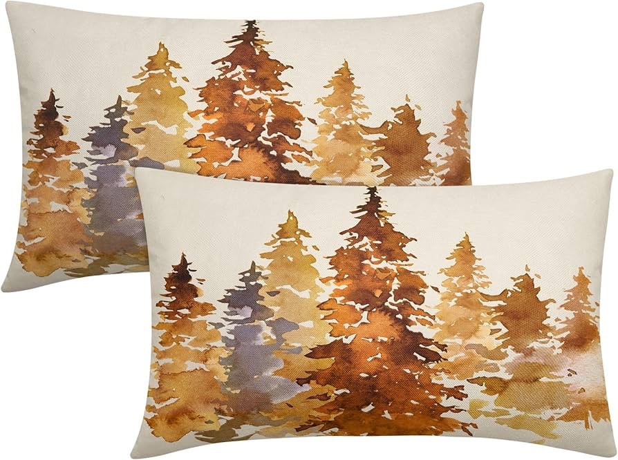 Amazon.com: Burnt Orange Fall Tree Lumbar Pillow Covers 12X20 in Set of 2 Nature Themed Autumn Re... | Amazon (US)