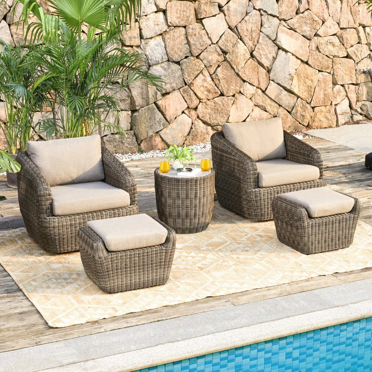 Liana 5-Piece Wicker Outdoor Patio Set | Furniture | Chita