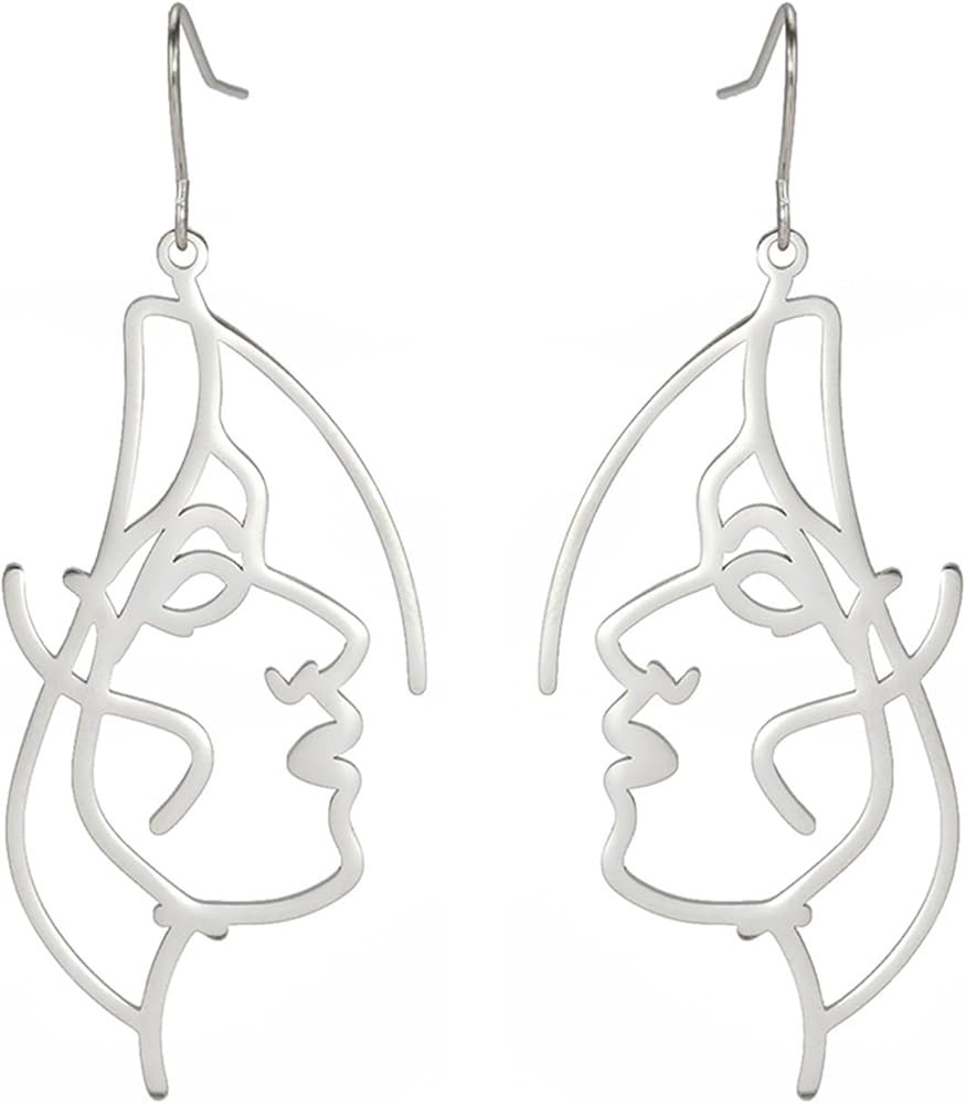 Handmade Face Earrings for Women Personalized Funny Lovely Vintage Bohemian Ethnic 3D Abstract Hu... | Amazon (US)