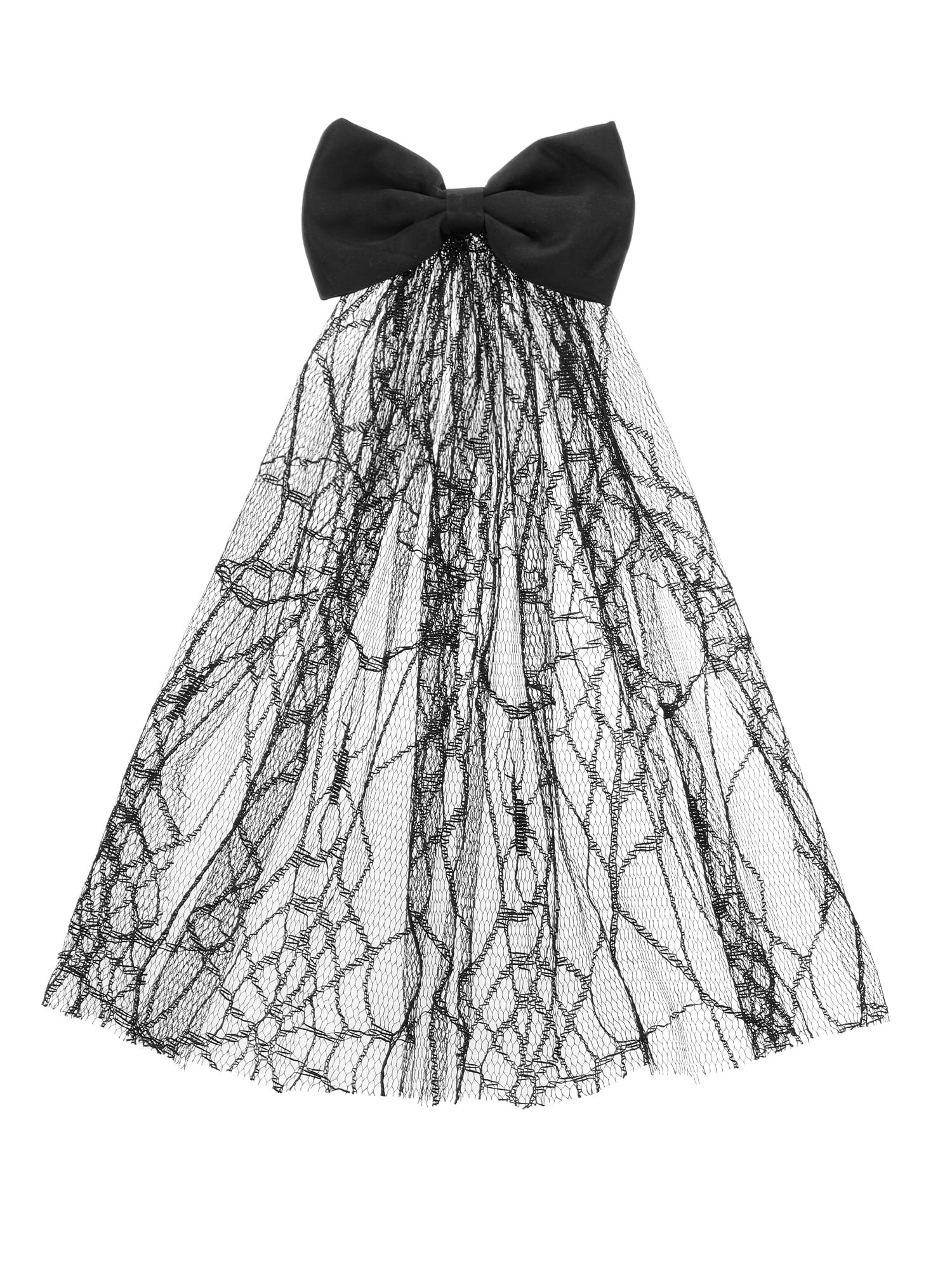 Way to Celebrate Halloween Spiderweb Lace Hair Bow, Black, 1 Piece, Alligator Hair Clip | Walmart (US)
