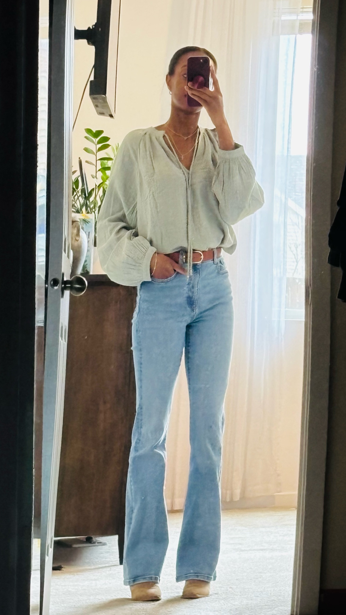 Church OOTD 
Love my new blouse
Jeans are Zara 7223/025/427

#LTKStyleTip