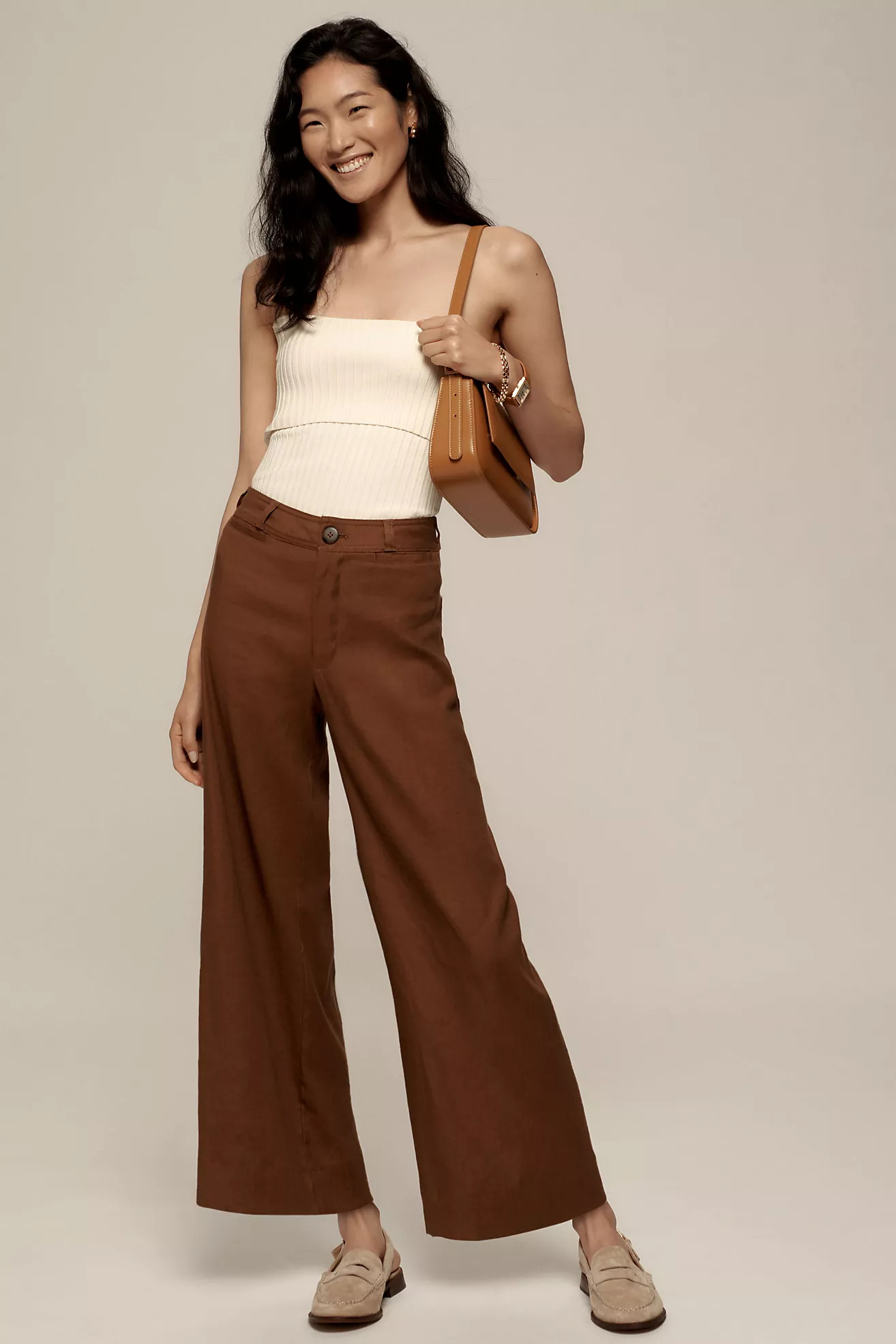 The Ettie High-Rise Crop Wide-Leg Pants by Maeve: Linen Edition | Anthropologie (US)