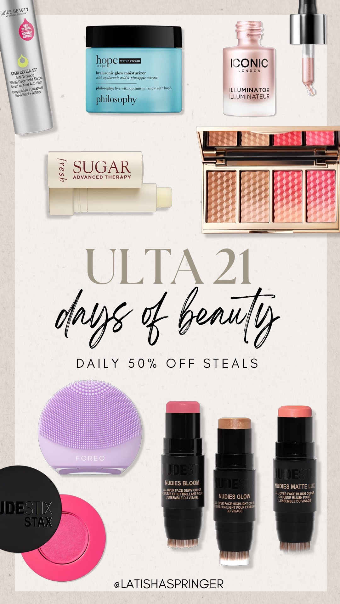 Ulta 21 Days of Beauty - daily 50% off steals! 

#ulta



#LTKFindsUnder50 #LTKSaleAlert #LTKBeauty
