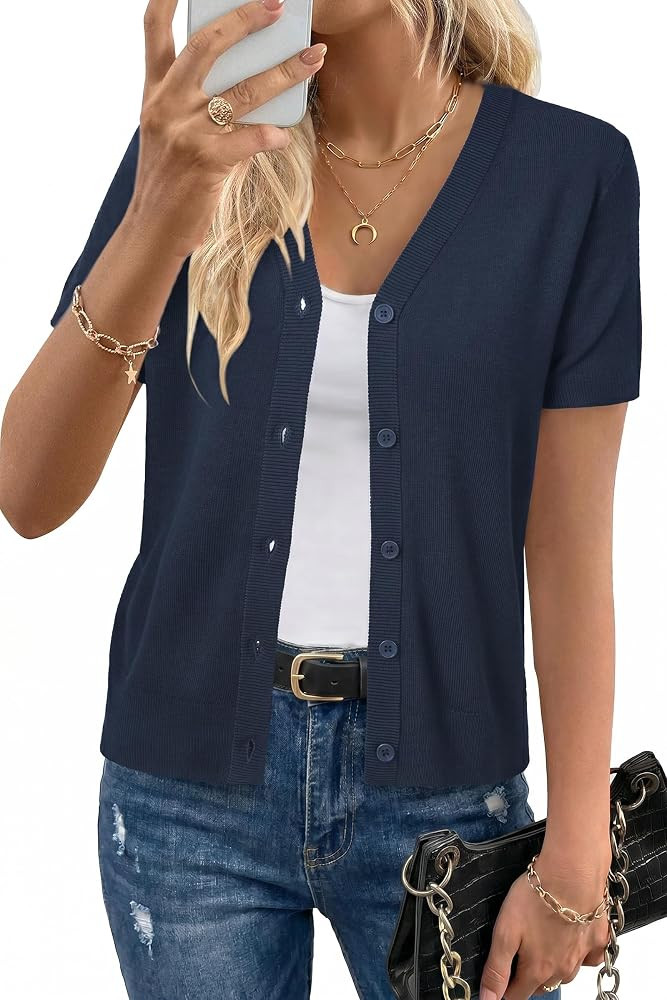 Arach&Cloz Women's Wool Blend Cardigan Business Casual Summer Sweaters Tops | Amazon (US)