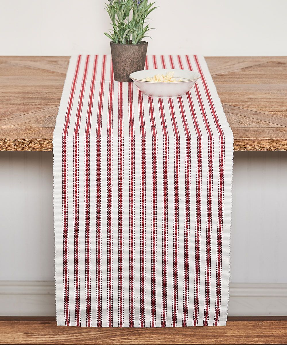 Dogwood Market Dish Towels - Red & White Ticking Stripe Table Runner | Zulily