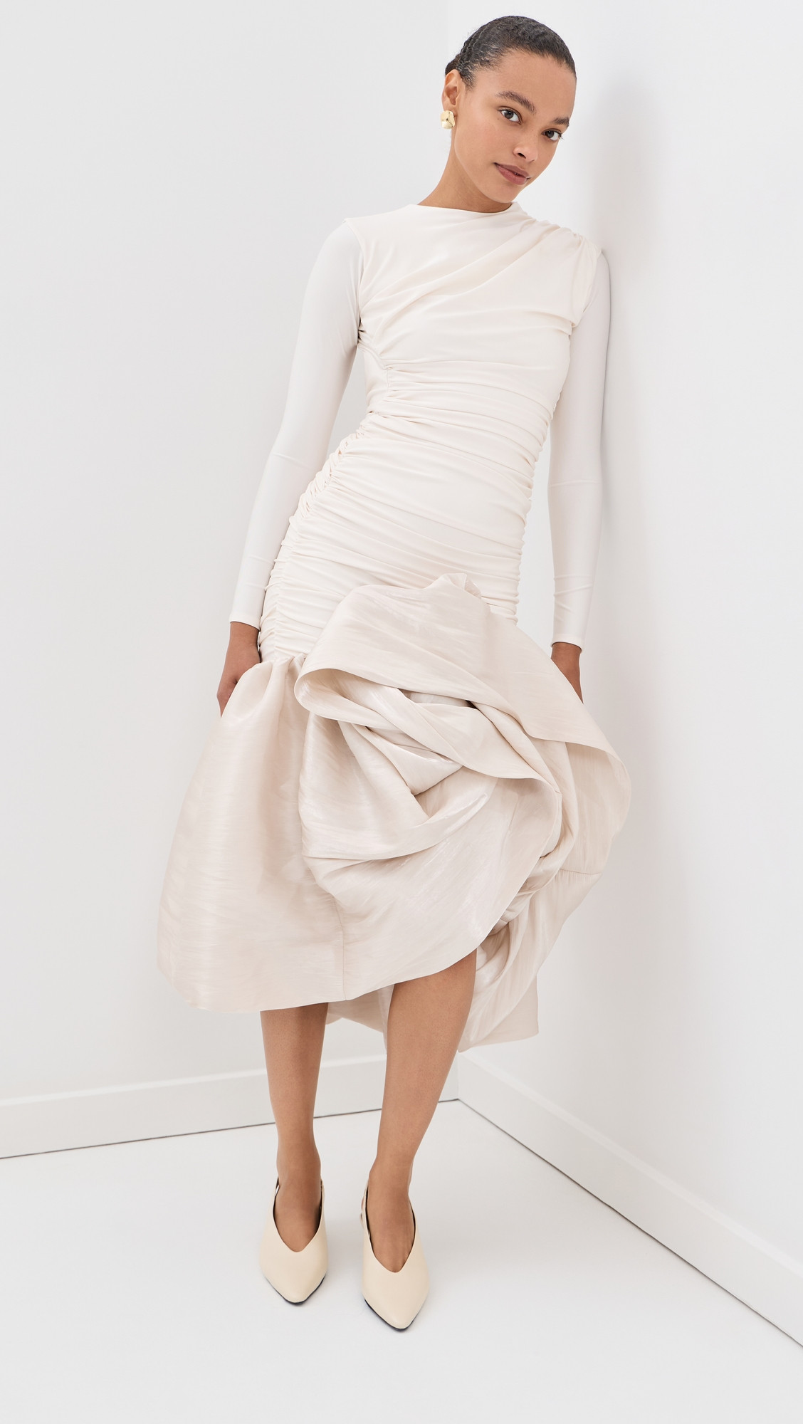 By Efrain Mogollon Cana Rosa Midi Dress Pearl White 10 | Shopbop