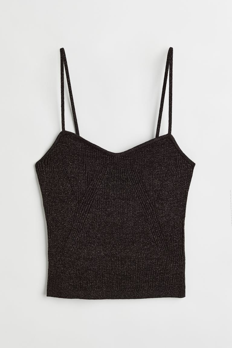 Top de tirantes brillante - Negro/Brillante - MUJER | H&M ES | H&M (FR, IT, ES, PT, BE)