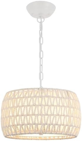 WILON White Rattan Pendant Light for Dining Room Light Fixture, 3-Light Rattan Boho Farmhouse Cha... | Amazon (US)