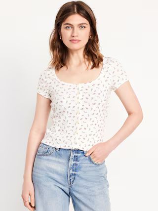 Rib-Knit Button-Down Top | Old Navy (US)