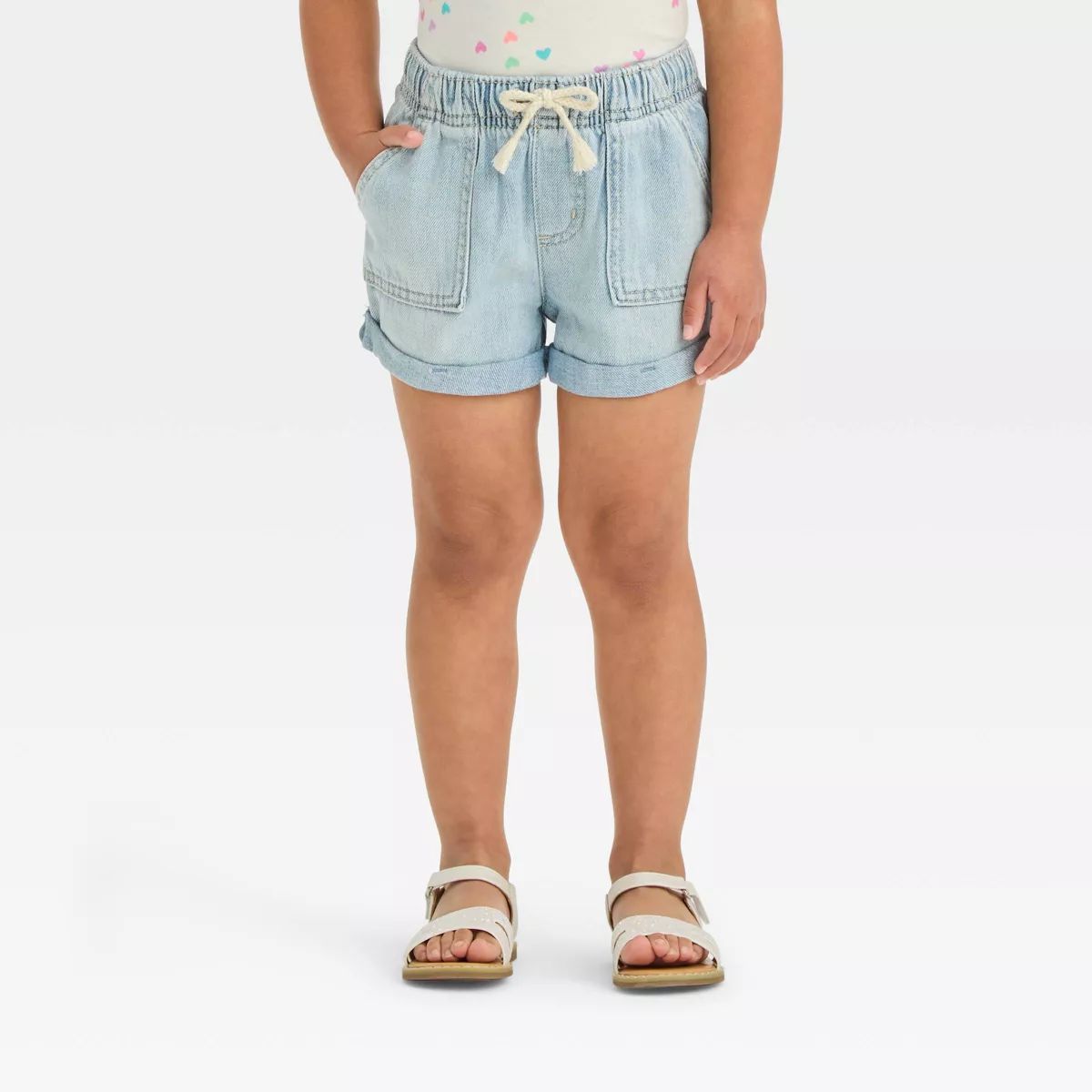 Toddler Girls' Pull-On Shorts - Cat & Jack™ Light Wash 4T: Comfy Mid-Rise, Elastic Waist, Cotto... | Target