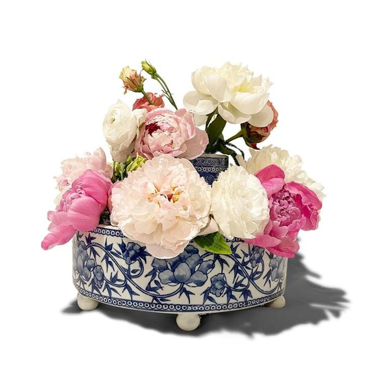 Two's Company Blue and White Pavilion 3-Piece Floral Arranger Set, Porcelain | Walmart (US)