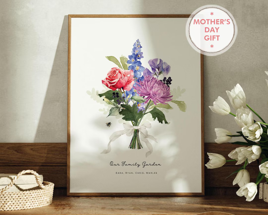 Grandma Garden Birth Flower Bouquet Birth Month Art Print Custom Grandma Gift for Mom Christmas G... | Etsy (US)