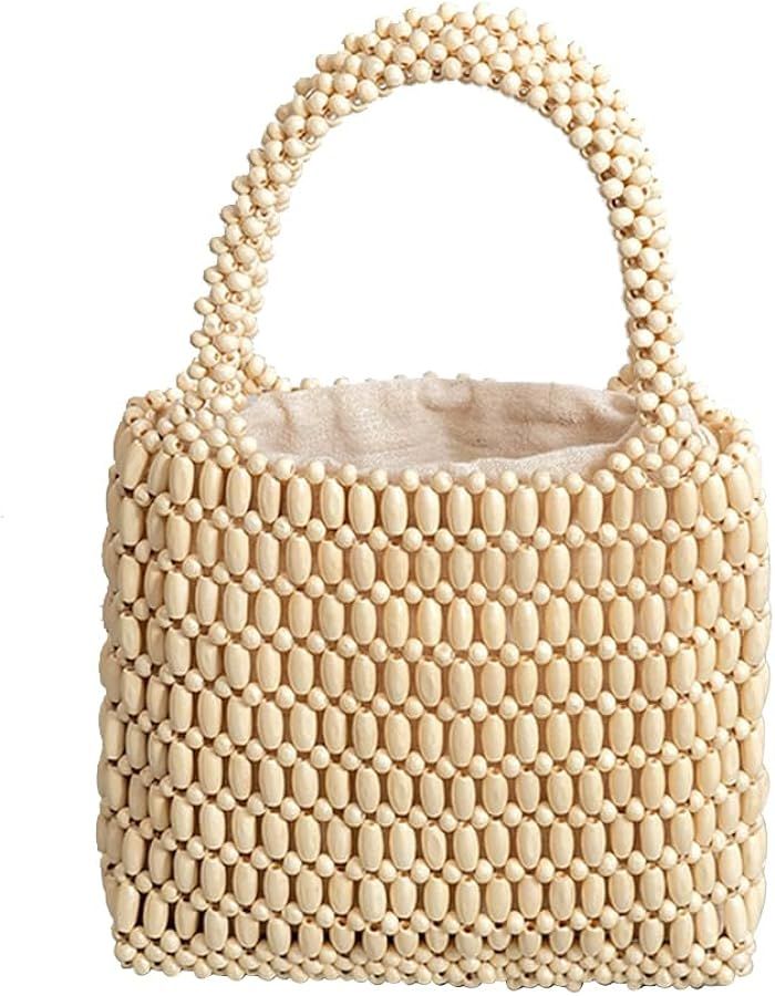 Handwoven Tote Bag for Women Handmade Woven Bucket Bag Drawstring Handbag Bohemian Clutch Bag Sum... | Amazon (US)