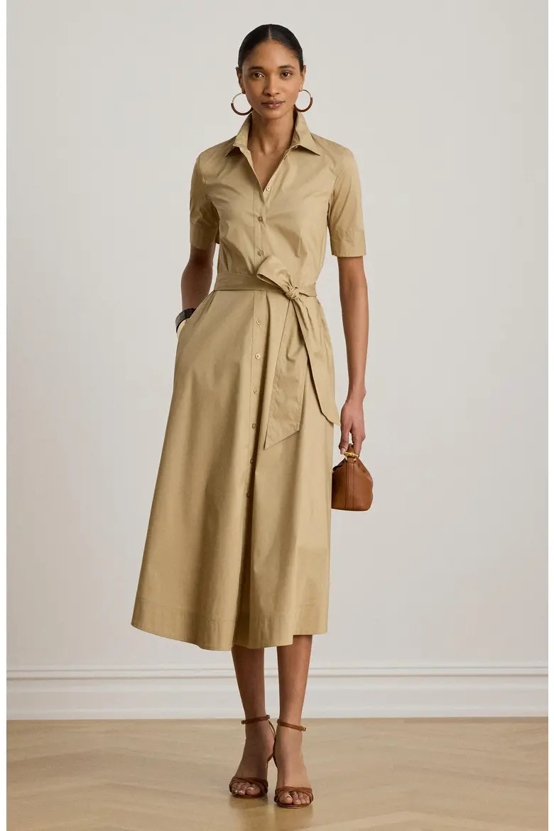 Belted Cotton Blend Shirtdress (Women) | Nordstrom | Nordstrom