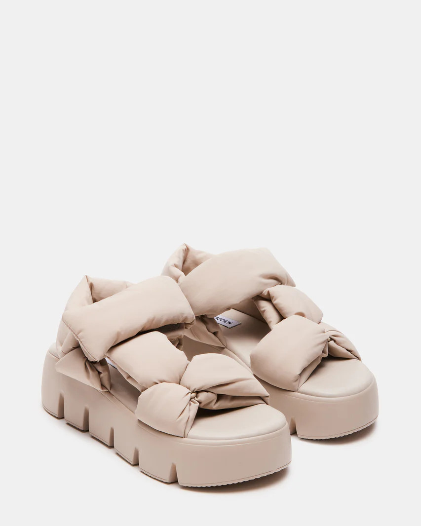 XANDRA Taupe Puffed Flatform Sandal | Women's Sandal | Steve Madden (US)