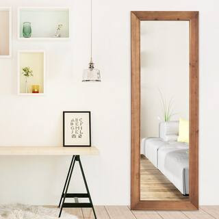 Brown 21 in. W x 64 in. H Rectangle Solid Wood Full Length Mirror (No Bracket) | The Home Depot