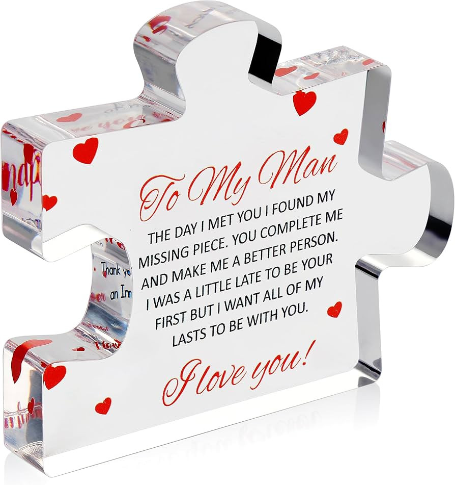 Valentines Day Gifts for him - Engraved Acrylic Block Puzzle - Gifts for Him - Anniversary Presen... | Amazon (US)