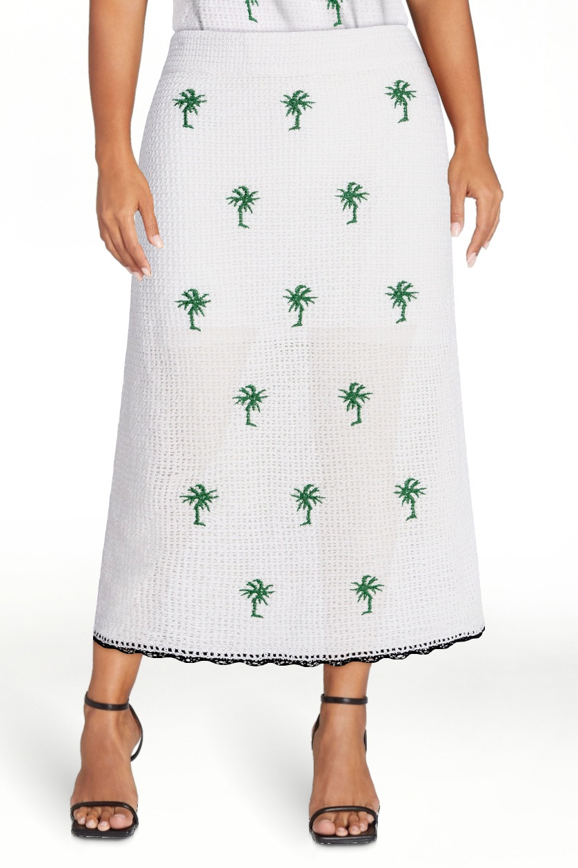Free Assembly Women's Embroidered Knit Cotton Pencil Midi Skirt, Sizes XS-XXL | Walmart (US)
