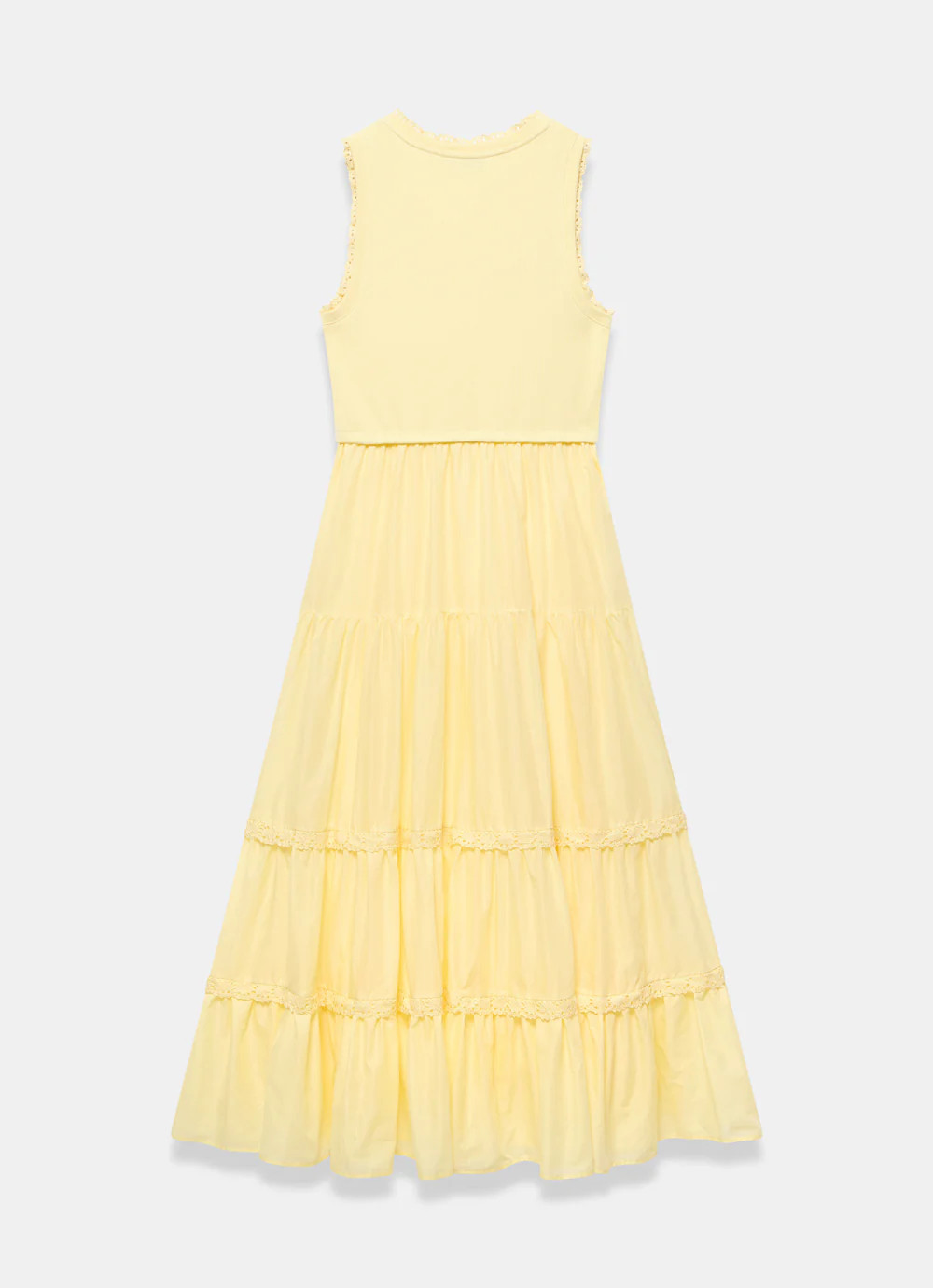 Yellow Crochet Detail Midi Dress | Mint Velvet