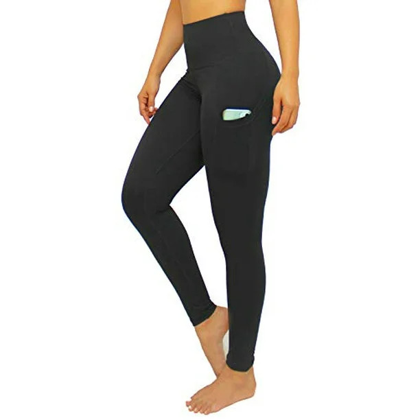 LMB Lush Moda Leggings for Women with Pockets Extra High Waist Slimming Design, Extra Soft, Black... | Walmart (US)