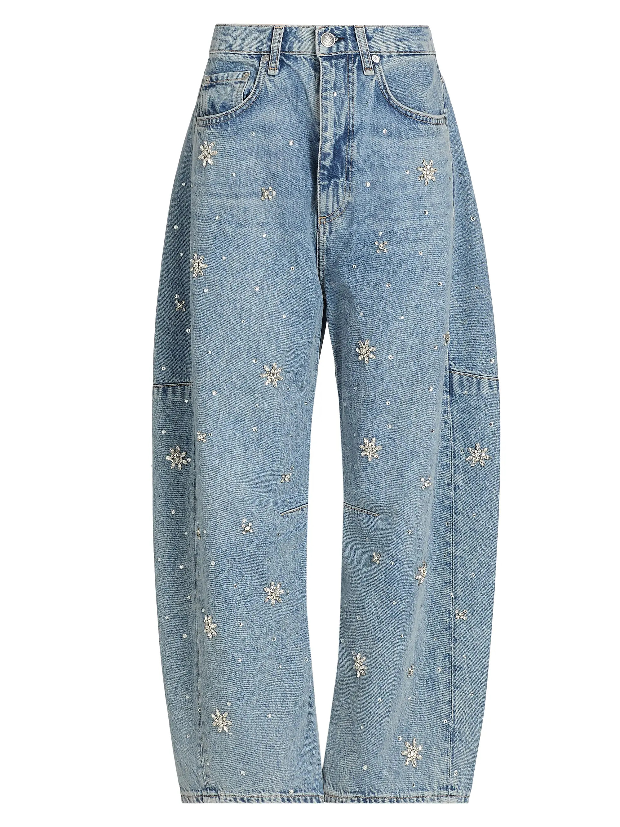 Charlie Embellished High-Rise Ankle Barrel Jeans | Saks Fifth Avenue