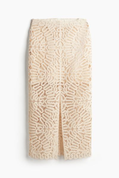 Crochet-look Pencil Skirt - Light beige - Ladies | H&M US | H&M (US + CA)