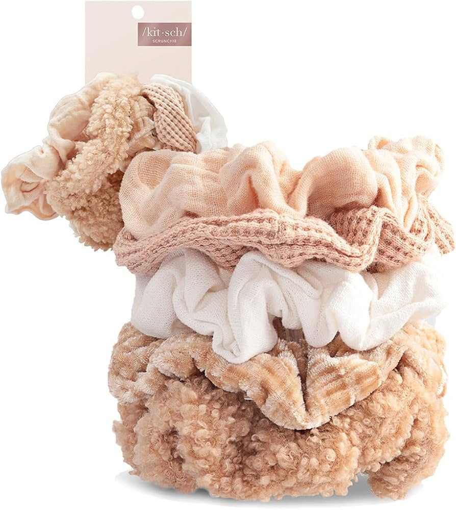 Kitsch Scrunchies for Women's Hair - Soft Hair Scrunchies | Large Hair Ties for Women | Hair Tie ... | Amazon (US)