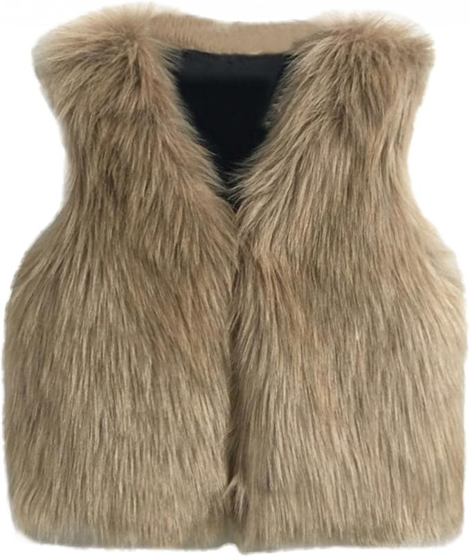 Toddler Baby Girls Kids Winter Warm Clothes Faux Fur Waistcoat Thick Coat Outwear Vest Tops 3-7 T | Amazon (US)