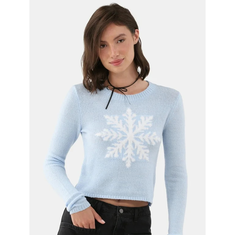 No Boundaries Crewneck Pullover Sweater, Women's and Women's Plus - Walmart.com | Walmart (US)