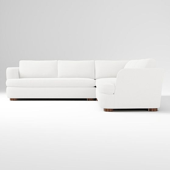 Leroy 2-Seat 3-Piece Corner Sectional, Performance Washed Canvas White, Cool Walnut | West Elm (US)