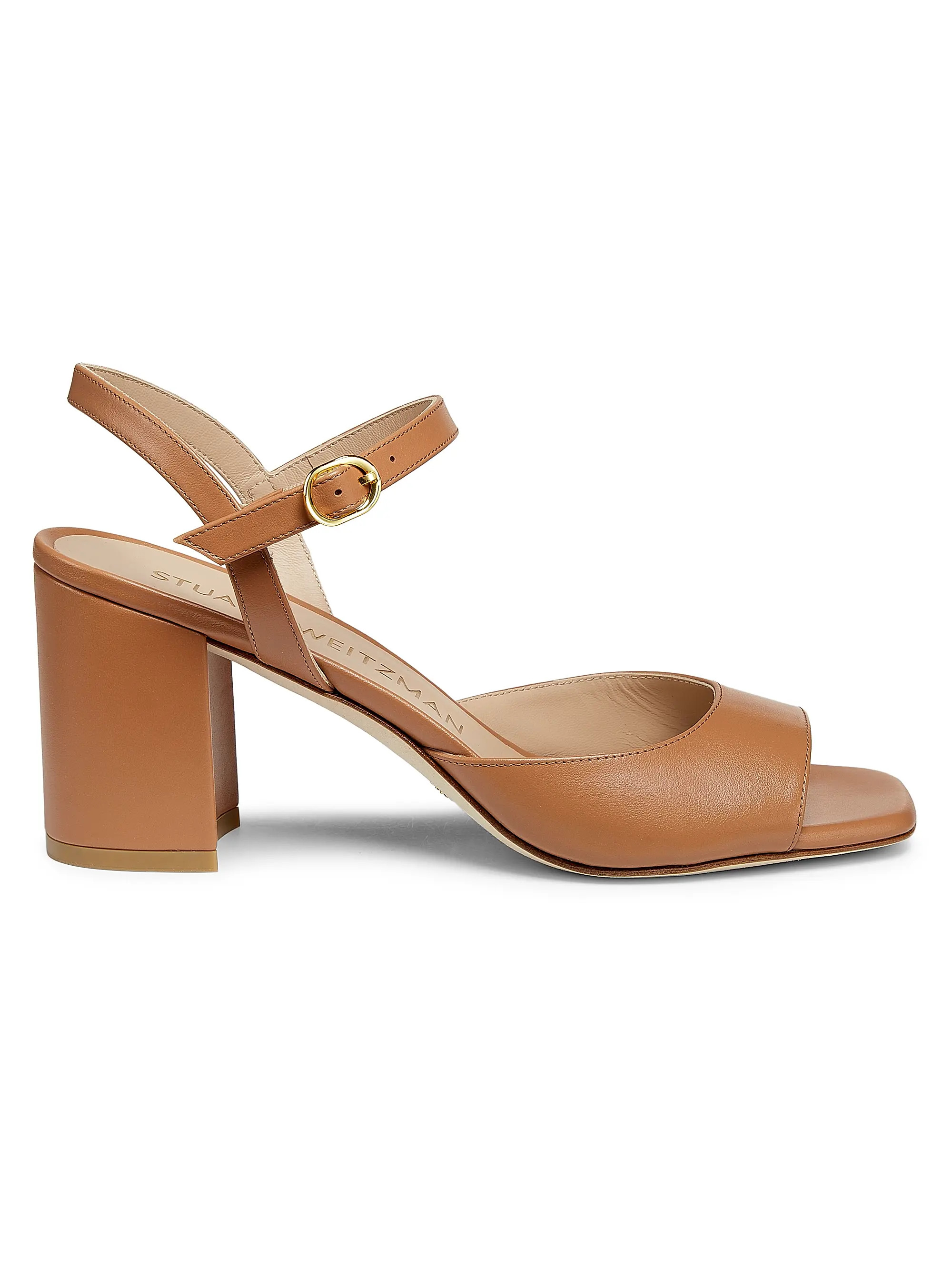 Stuart Weitzman Tia 75MM Leather Sandals | Saks Fifth Avenue | Saks Fifth Avenue