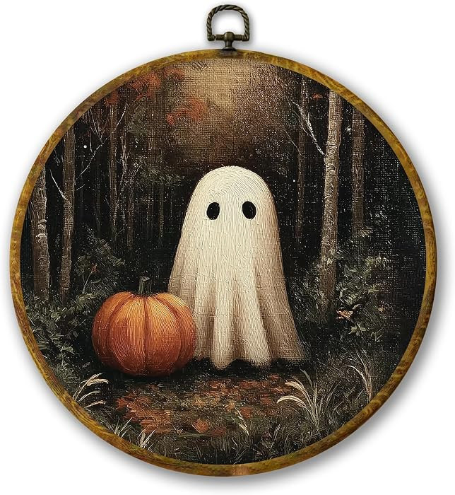 Mcehtle Vintage Halloween Dark Forest With Ghosts Wall Art Decor, Rustic Farmhouse Cottagecore Fr... | Amazon (US)