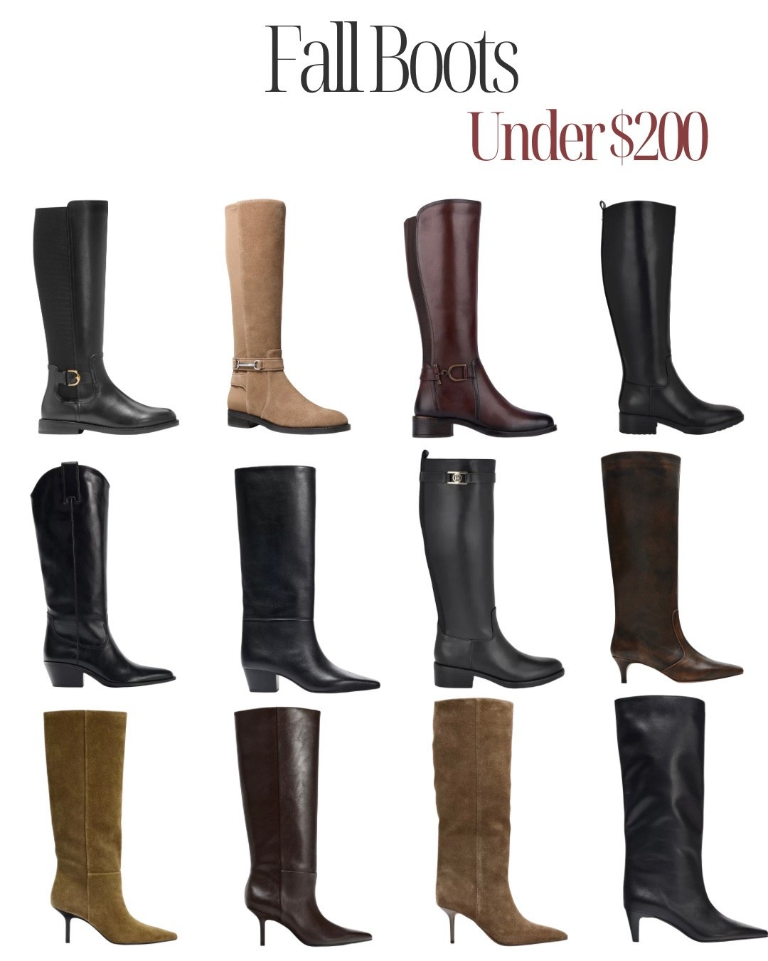 Fall boots under $200 
#fallboots #boots #ridingboots #heels #cowboyboots #leather #under200 #fauxleather #suede 

#LTKSeasonal #LTKFallSale #LTKFindsUnder100