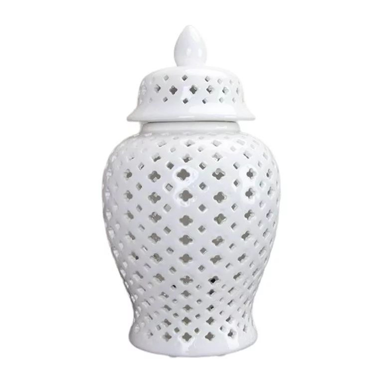 Traditional Ceramic Ginger Jar Flower Vase Porcelain Storage Jar with Lid Oriental Ornament for L... | Walmart (US)