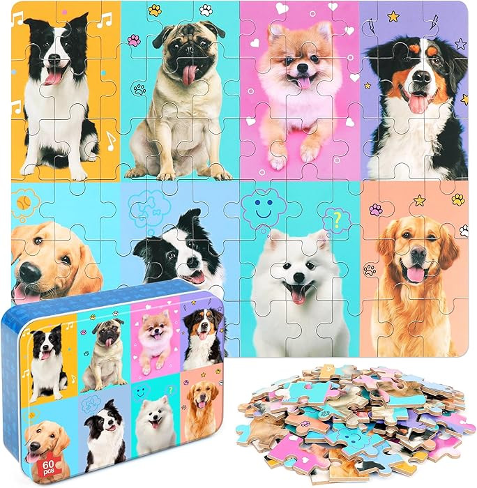 LELEMON Puzzles for Kids Ages 4-6,Dog 60 Piece Puzzles for Kids Ages 4-8,Children Jigsaw Puzzles ... | Amazon (US)