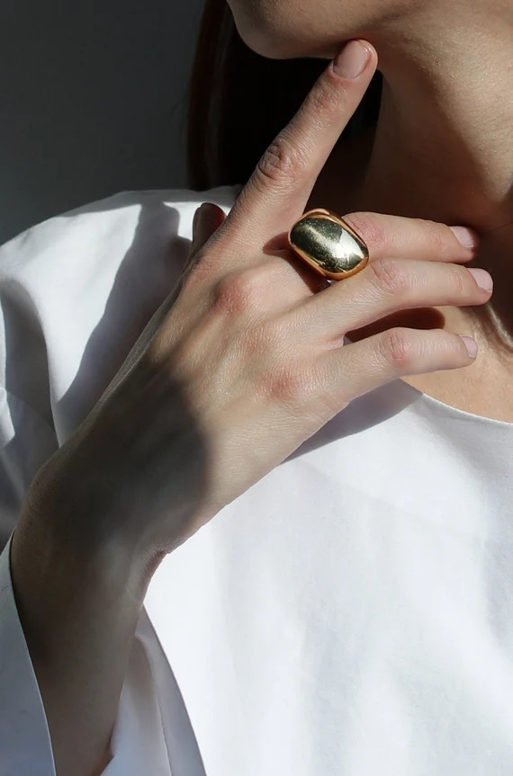 Gold Dome Ring Chunky Ring Minimalist Ring Statement Ring - Etsy | Etsy (US)